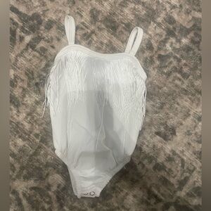 Bailey's Blossoms White Fringe Bodysuit